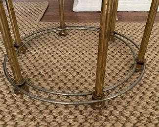 Mid-Century Brass & Glass Occasional Table. Measures 26" D x 23" H. Photo 4 of 4.