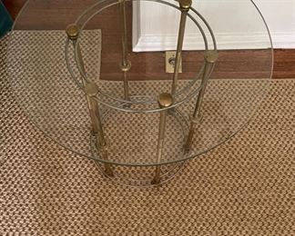 Mid-Century Brass & Glass Occasional Table. Measures 26" D x 23" H. Photo 2 of 4.