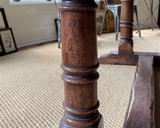 Double Pedestal Farmhouse Table. Measures 72" L x 42" W x 30" H with 28" Clearance. Photo 4 of 6.