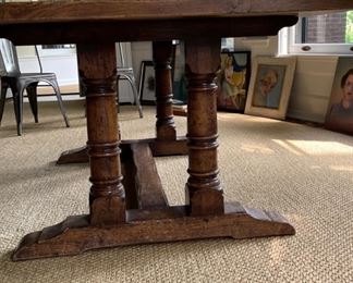 Double Pedestal Farmhouse Table. Measures 72" L x 42" W x 30" H with 28" Clearance. Photo 3 of 6.