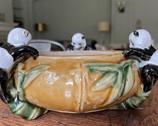 Glazed Ceramic Bowl with Panda Bears. Photo 2 of 2.