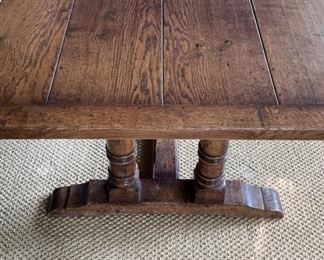 Double Pedestal Farmhouse Table. Measures 72" L x 42" W x 30" H with 28" Clearance. Photo 2 of 6.