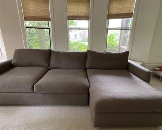 Crate & Barrel Right Facing Chaise Sofa. Measures 123" W x 42" D. Photo 1 of 3.