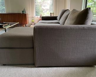 Crate & Barrel Right Facing Chaise Sofa. Measures 123" W x 42" D. Photo 2 of 3.