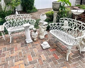Antique White AluminumGarden Benches