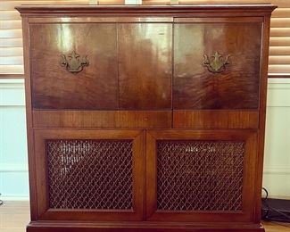 Turntable Console Cabinet Vintage Vinyl Record Player Storage 