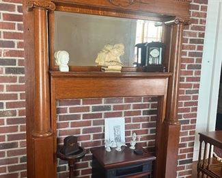 Hand- Crafted Vintage Fireplace Mantel --removable. Electric fireplace underneath.