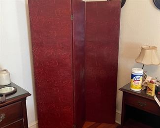 6 ft. Burgundy 3-Panel Room Divider