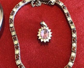 Vintage Bracelet, Pendant, Stone Band
