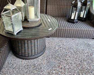 LOVELY PATIO.  ALL WEATHER WICKER SECTIONAL AND FIREPIT.