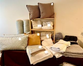 LINENS INCLUDING PEACOCK ALLEY AND POTTERY BARN.