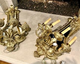 OUTSTANDING PAIR OF LARGE MIRRORED LIGHTED CANDELABRA SCONCES.  THESE ARE STATEMENT PIECES!