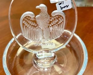 LALIQUE RING, TRINKET HOLDER WITH EAGLE.