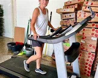 LIBBY SHOWING OFF THE PRO-FORM TRAINER 8.0 TREADMILL USED ONLY A FEW TIMES!