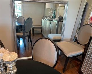 LARGE SILVER FRAMED MIRROR PERFECT TO GO OVER YOUR DINING BUFFET.