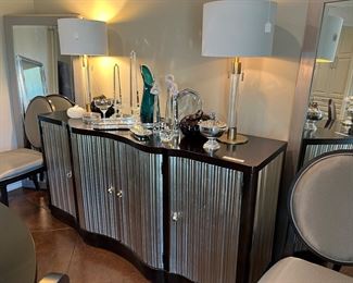 BERNHARDT BUFFET WITH SHINY RIBBED DOORS AND BLACK TRIM.  SO PRETTY!