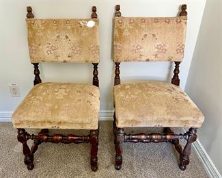 ANTIQUE SPANISH COLONIAL CHAIRS PERFECT TO PAIR WITH A RANCH DINING TABLE OR ALONE.  SELLING IN PAIRS.  