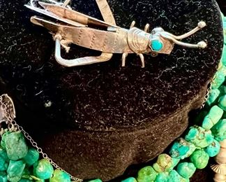 LOVE THIS NAVAJO STERLING AND TURQUOISE CRICKET.