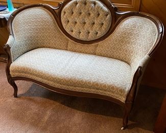 Carved Indian head Victorian  settee