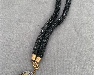 Victorian mourning picture locket necklace