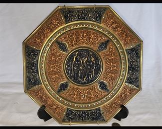 Large Brass and Copper Platter with Great Detail