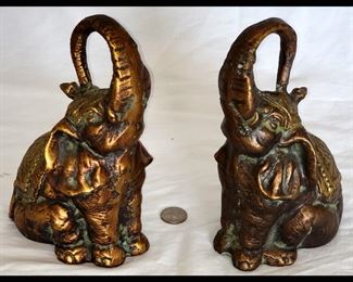 Pair of Brass Elephant Bookends 