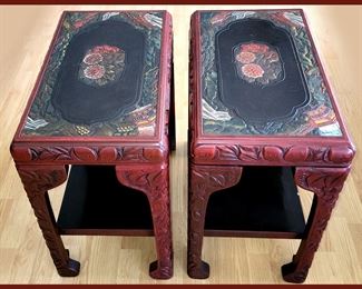 Pair of Gorgeous Carved End Tables