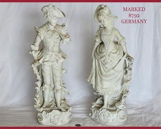 Pair of Tall Statues Marked 8792 Germany; in very good condition 
