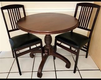 Small Bistro Type Table and Showing 2 of 3 Folding Chairs