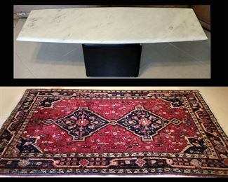 Mid Century Modern Style Marble Top Great for a Coffee Table and Very Nice Old Rug