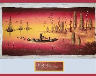 Lovely Unframed Painting on Canvas Signed R Hilhomme