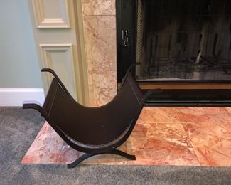 Leather/Iron Wood Basket 