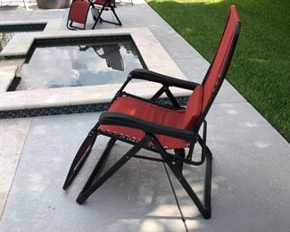 SOLD 2 Red Adjustable Zero Gravity Lounge chairs 