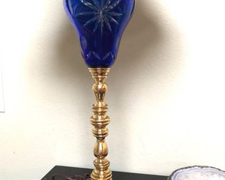 Blue Bohemian lamp.  Blue cut to clear