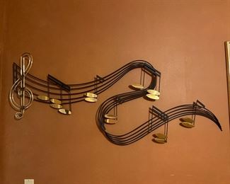 Brass Music Notes wall sculpture 
Curtis Jere 1991 