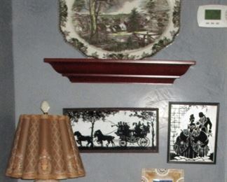 vintage  ironstone platter - 50's images in black & white