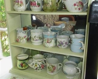 Collection of vintage mustache cups floral decor.