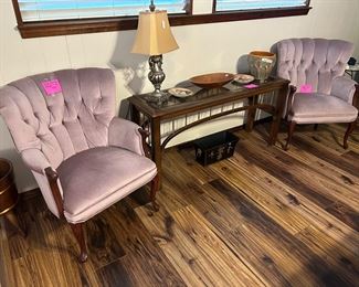 Pair of vintage chairs, sofa table