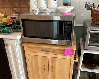 Microwave, rolling cabinet