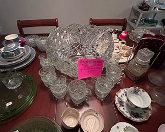 Crystal Punch Bowl with glass ladle