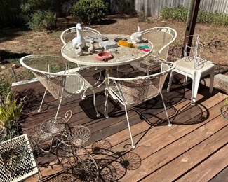 Vintage wrought iron patio table 