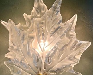LEAF SCONCES BY LALIQUE-SIGNED OF COURSE