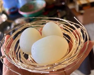 THESE LITTLE EGGS YOU CAN SEE THE YOLK IN THE LIGHT IN A STERLING NEST!!!! UNREAL ARTISTIC DESIGN!