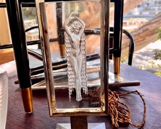 RENE LALIQUE SIGNED 1931  CRYSTAL ART NOUVEAU LAMP-LALIQUE TRULY FAVORED THE ART NOUVEAU FLAVOR!!!!! THIS ONE IS SOMETHING TO BEHOLD IN PERSON.....