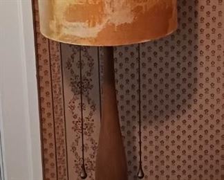 Mud Century Lamp and a Collection of Vintage Ashtrays. 1 of 2 Mid Century Square End Tables