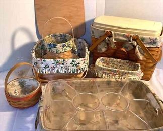 Longaberger Personal Solutions Basket With Many Floral Printed Baskets 