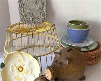 Metal Basket, Ceramic Piggy Bank, More