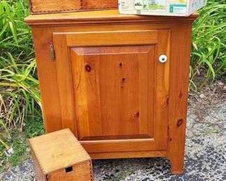 Small Wooden Cabinet, Wooden Boxes W Drawers And Canning Jars