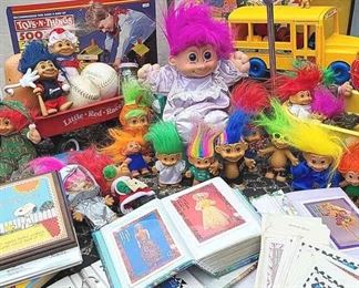 Vintage Lincoln Logs, Legos, Trolls, Fisher Price, Barbie Trading Cards And More