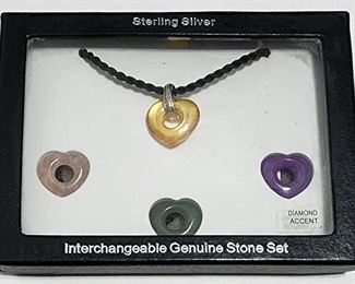 Sterling Silver Necklace w/ Interchangeable Stones 